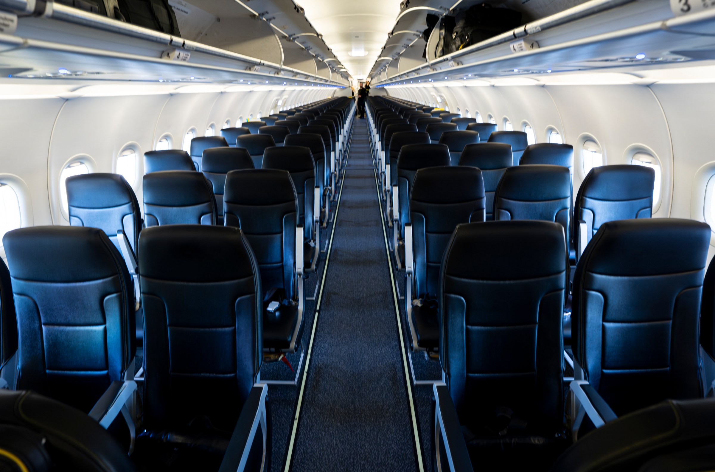 NEWARK, NJ - JANUARY 15: Seats on a Spirit Airlines at Newark Liberty International Airport (EWK) on January 15, 2026 in Newark, New Jersey. (Photo by Al Drago/Getty Images)