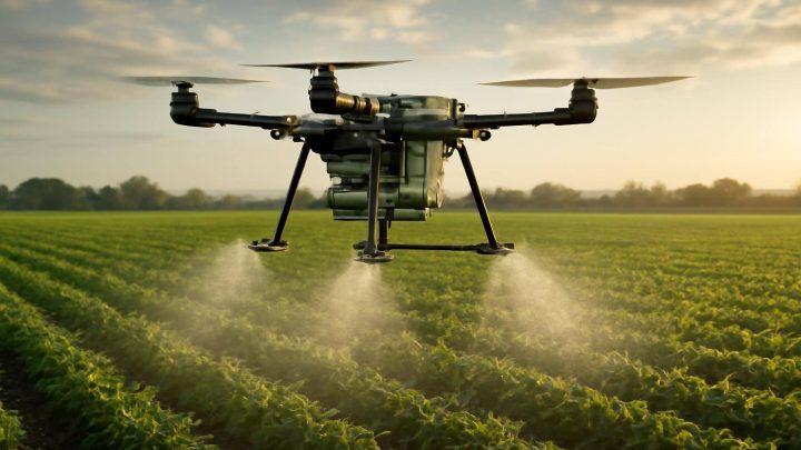 75 Litrelik Tarım Dronu Tarlada İlaçlama Yaptı