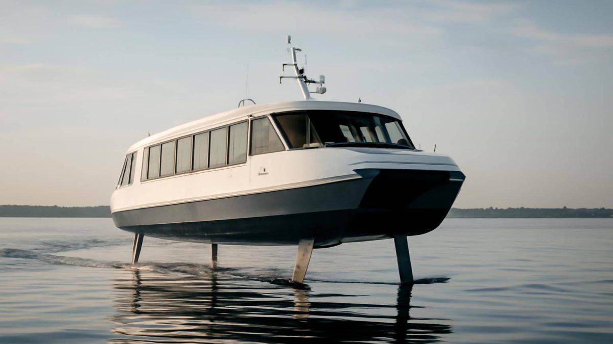 Vessev’in elektrikli feribotu suyun üzerinde süzülüyor